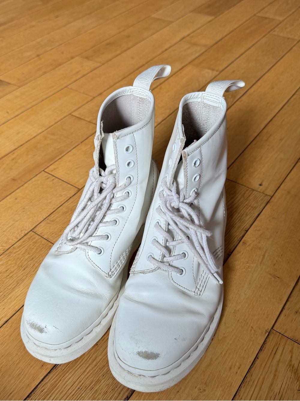 Dr. Martens White Leather High-Top Lace Boots